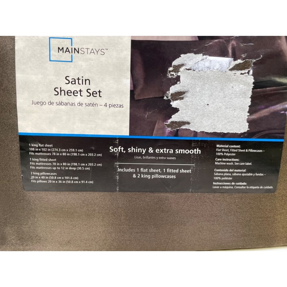Mainstay Brown Satin King Size Bed Sheets SKU 6727